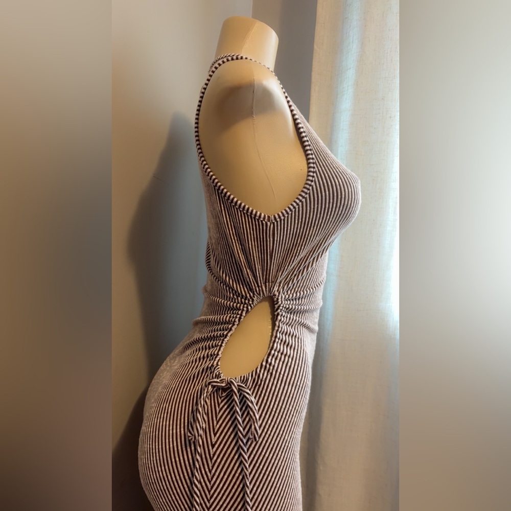 Striped Sleeveless Cutout Dress